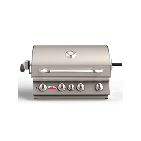 Stainless steel grill with visible brand logo on a white background