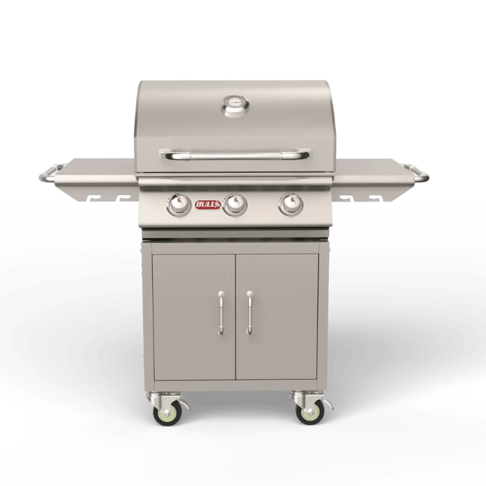 Stainless steel grill with a brand logo on a white background