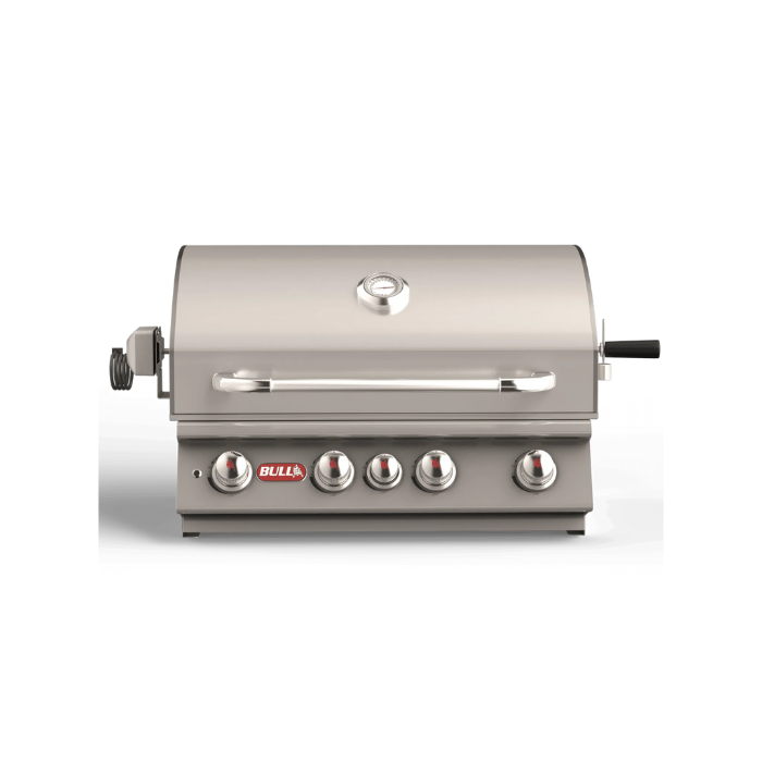 Stainless steel grill with visible brand logo on a white background