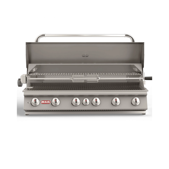 Stainless steel grill with brand logo on a white background