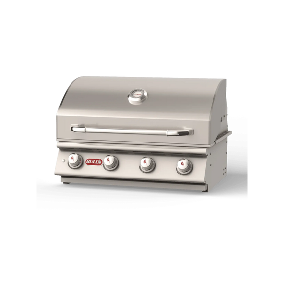 Stainless steel grill with brand logo on a white background