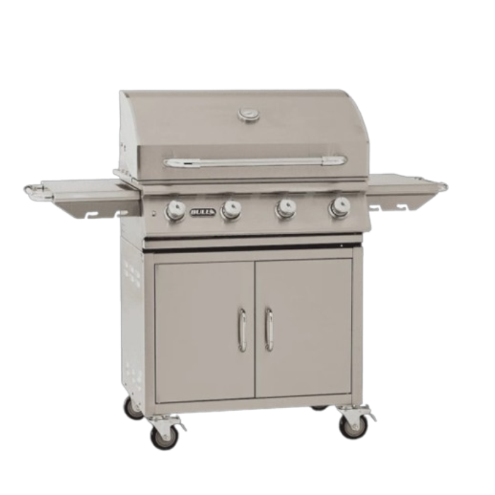 Beige grill with cabinets on a white background