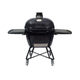 Black Kamado-style grill on a white background