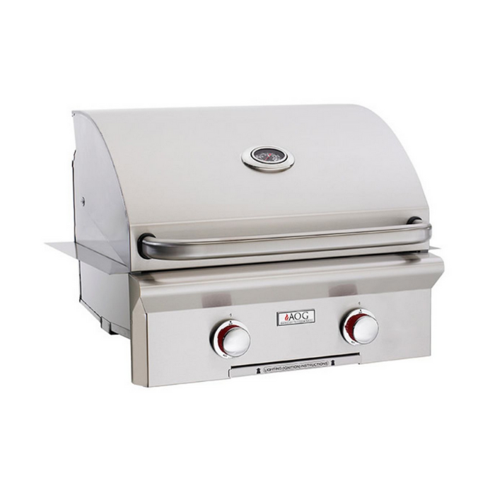 Stainless steel grill with brand logo on a white background