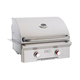 Stainless steel grill with brand logo on a white background