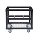 Black metal utility cart with wheels on a white background