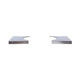 Two metallic square objects on a white background