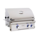 Stainless steel grill with brand logo on a white background