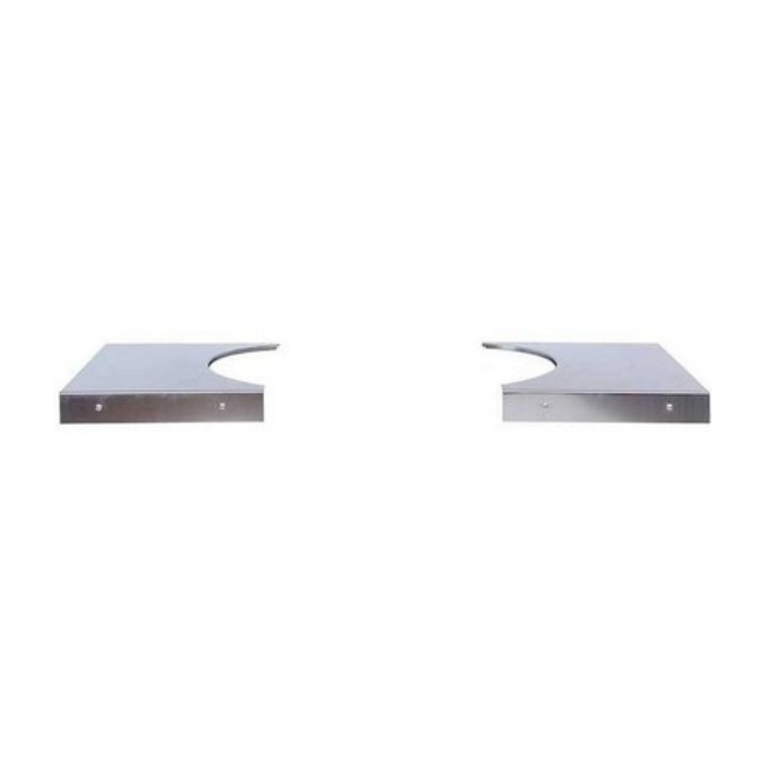 Two metallic square objects on a white background