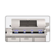 Stainless steel grill with digital display on a white background