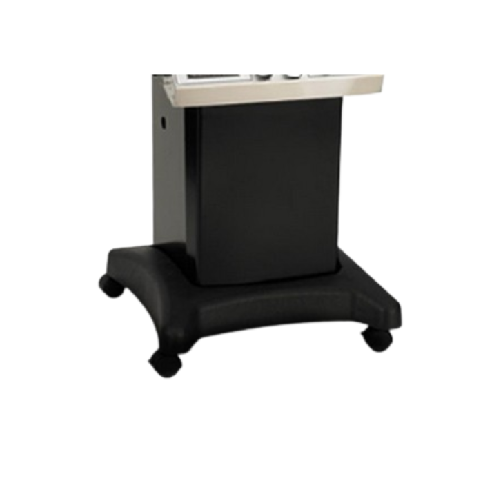 Black office chair with a cushioned base on a white background
