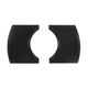 Two black plastic car seat covers on a white background