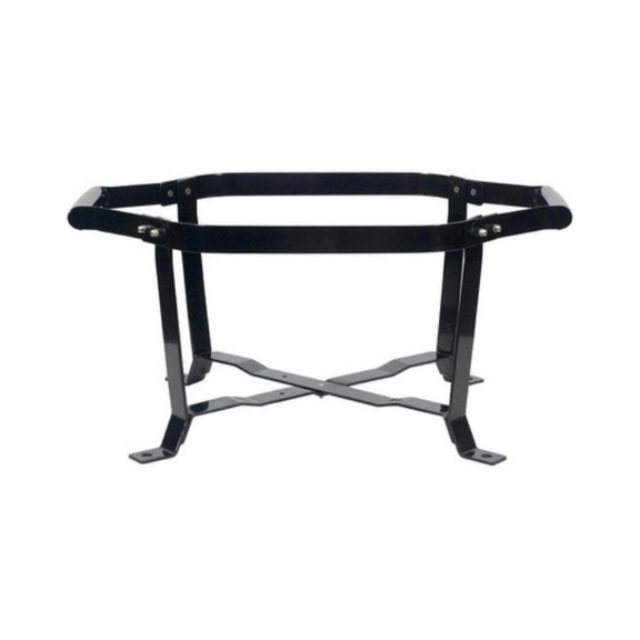 Black metal fire pit stand on a white background